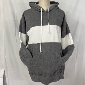 Gray and White Colorblock Hooded Sweatshirt MV Sport